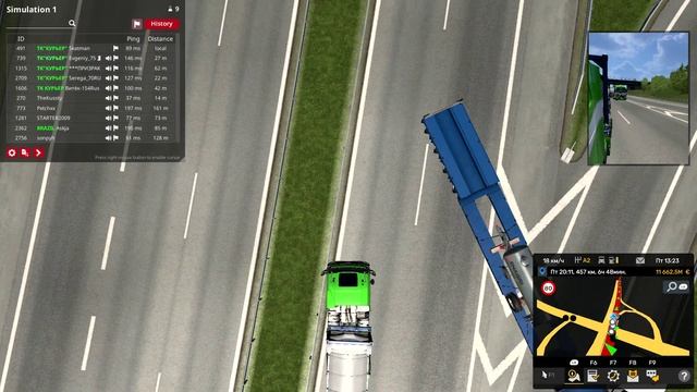 Euro Truck Simulator 2 -блокировка встречка