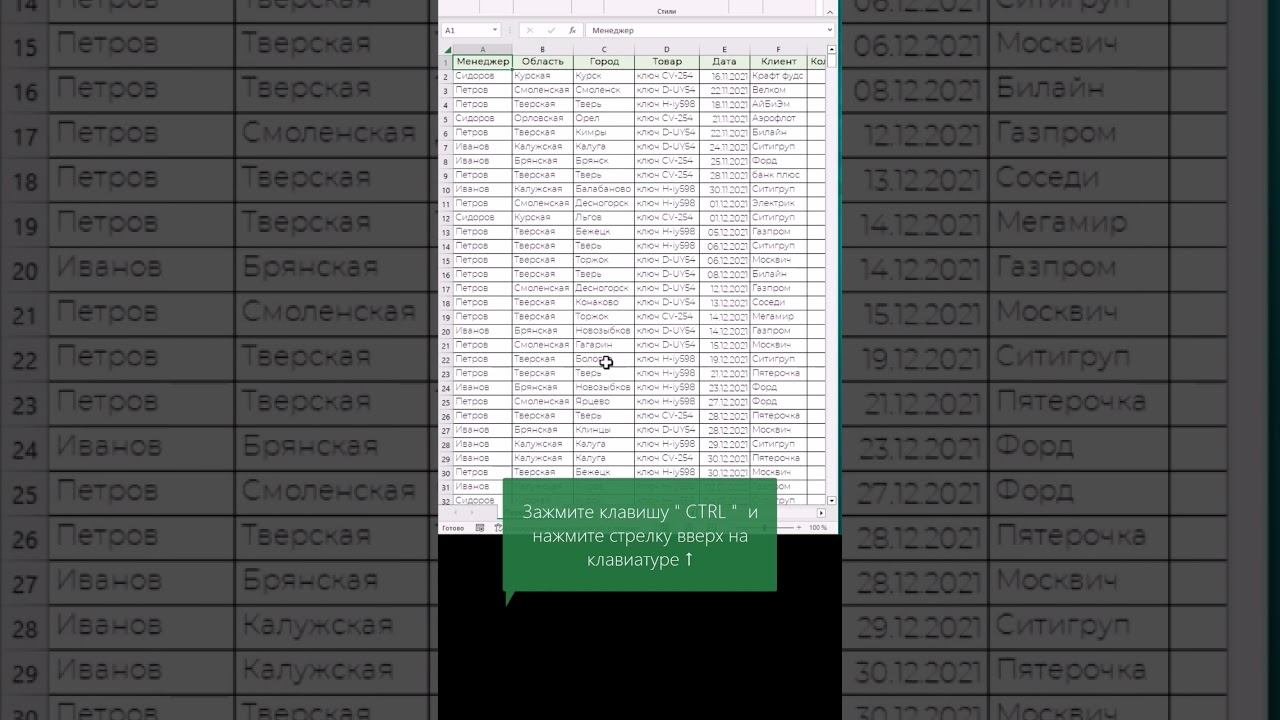 перемещение по таблице без мышки #МозгоЁж #excel #short #эксель