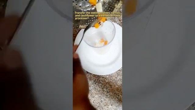 sweet potato carrot and cauliflower Puree healthy food for babies 6+ months baby food #recipe#shots