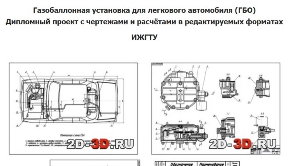 Чертежи и расчёты газобаллонной установки для легкового автомобиля