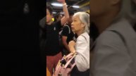 Hong Kong protesters bully old women and obstruct MRT traffic.