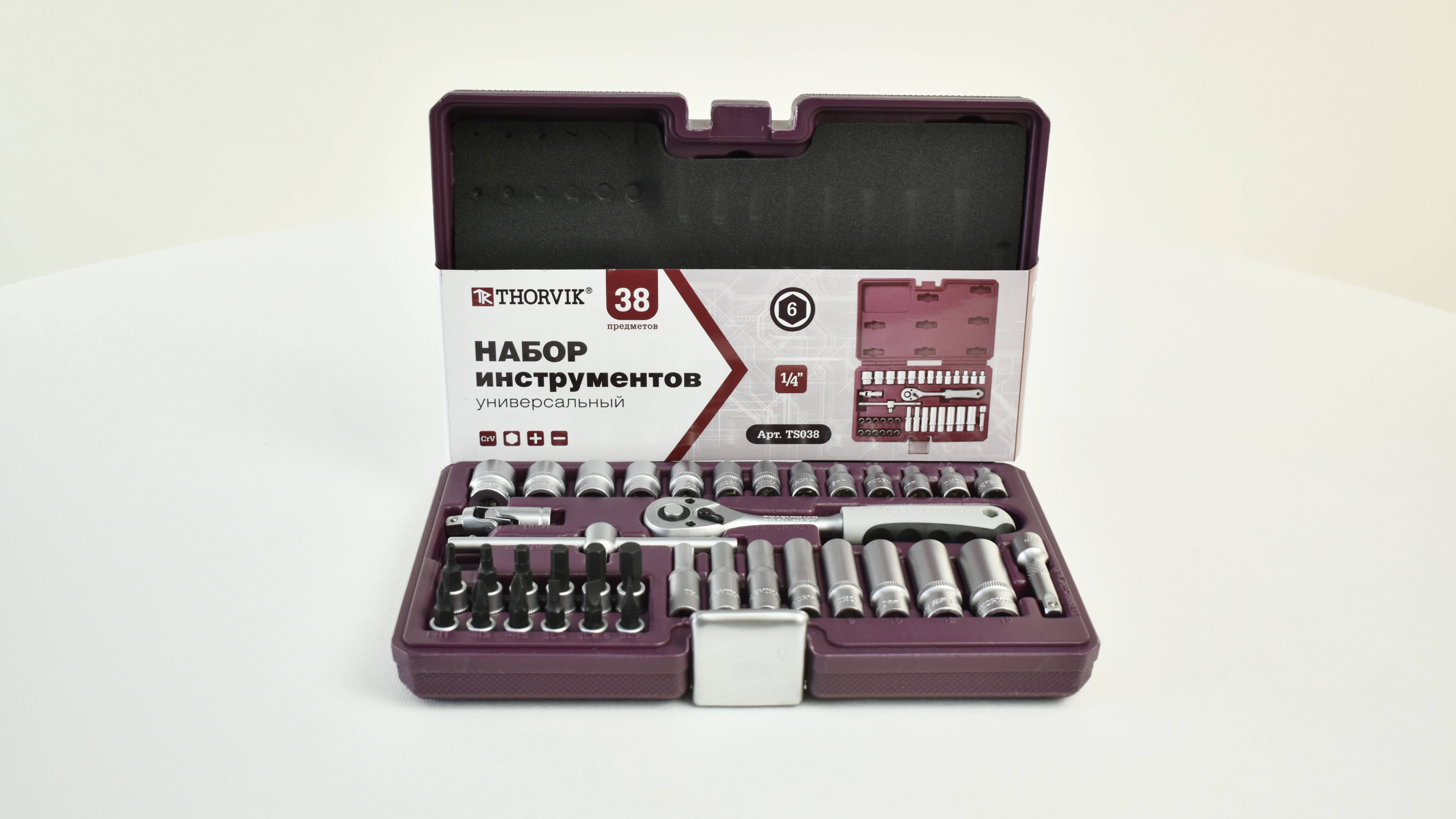 Набор инструментов 38 предм 1/4" Thorvik (TS038)