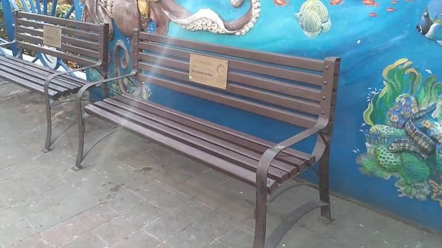 Скамейки рядом с океанариумом в Сочи
