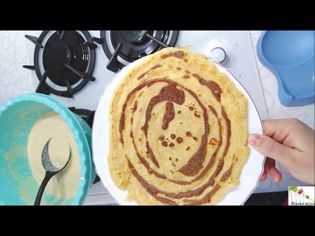 Творожные блинчики на молоке. Полезный десерт с шоколадными полосками
