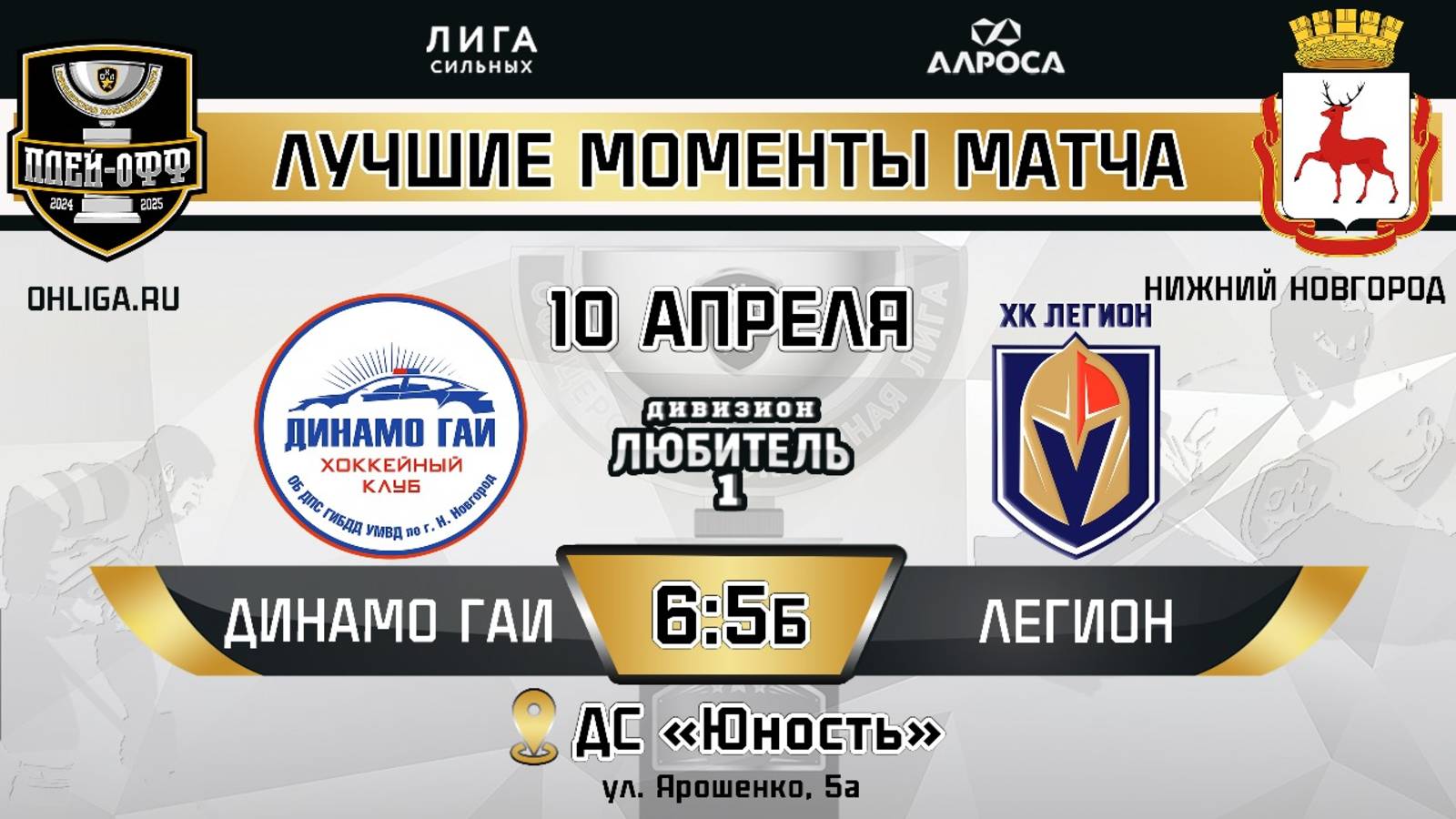 ОБЗОР / ДИНАМО ГАИ - ЛЕГИОН / 10.04.25 / ОХЛ НИЖНИЙ НОВГОРОД / ДИВИЗИОН ЛЮБИТЕЛЬ 1
