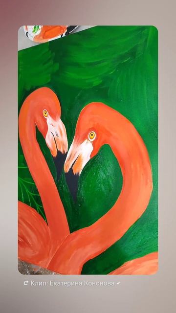 Картина Фламинго ❤ #рисую #картина #холст