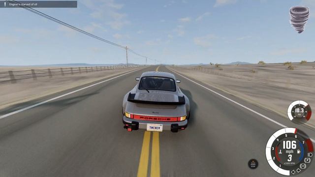 Porsche 911 (1993) in 165 mph vs Bus, Tornado BeamNg Drive