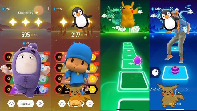 Oddbods Jeff🆚Pocoyo🆚Pikachu🆚Blippi - Tiles Hop EDM Rush Gameplay.