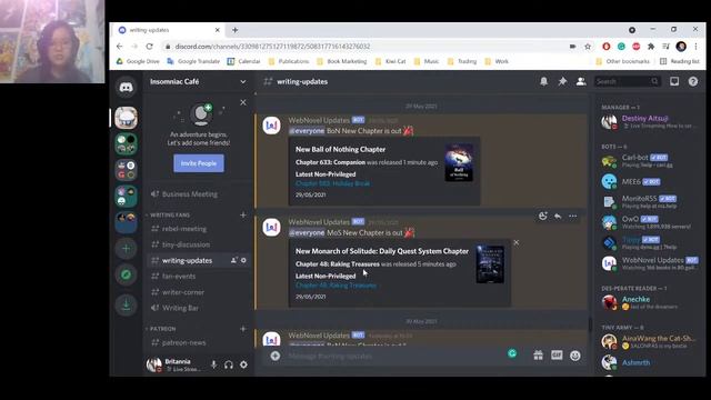 Webnovel Update Bot for New Discord Writers