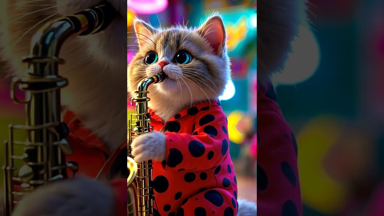 The cat plays the saxophone #ai #cats #aicat #cat #catcute #cutecat