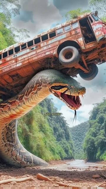 AI Nature Exploration - Amazing Scenery - Python vs Bus😲 #shorts #trending #wow