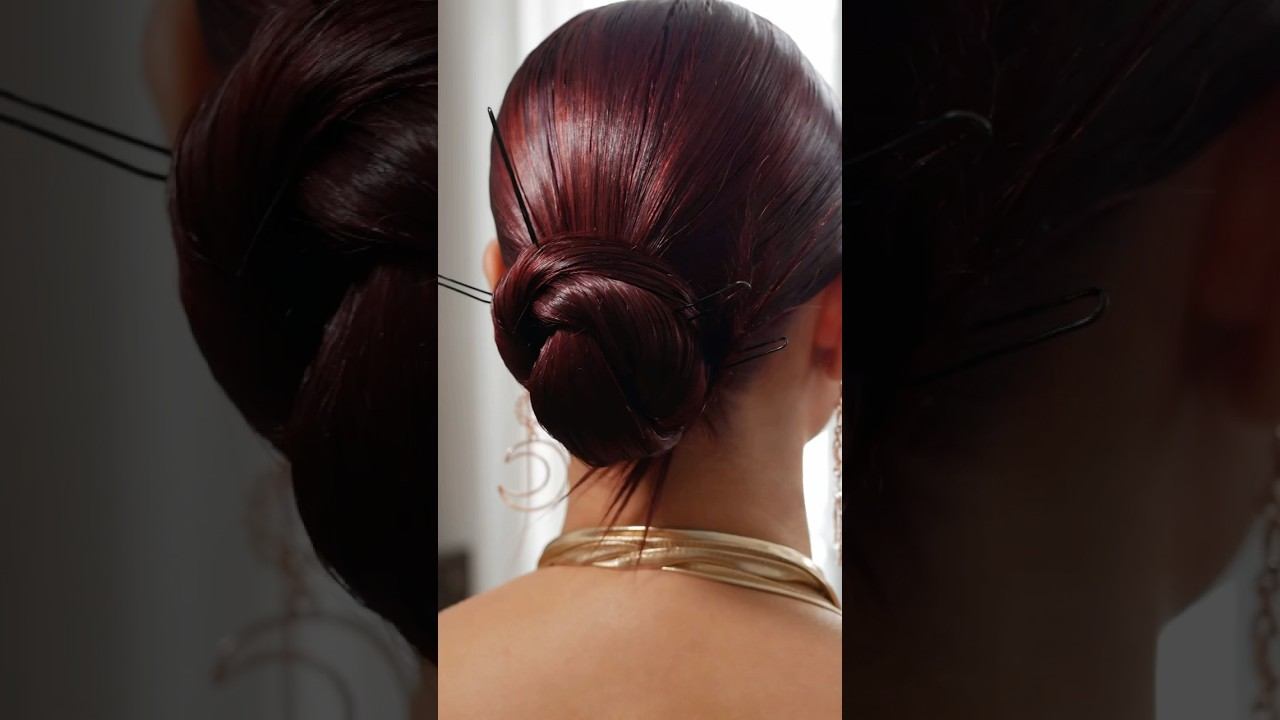 Вечерняя прическа / Низкий пучок / Гладкий пучок ✨ #hairtutorial #hairstyle #прически #easyhairstyle