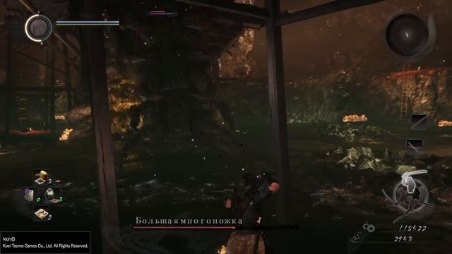 Nioh: 6-ой босс Большая Многоножка. Nioh 6th boss Great Centipede Dual katana build.