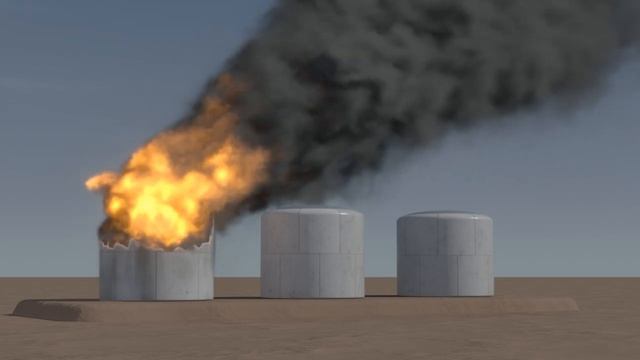 Oil tank fire in blender EEVEE preview renderer