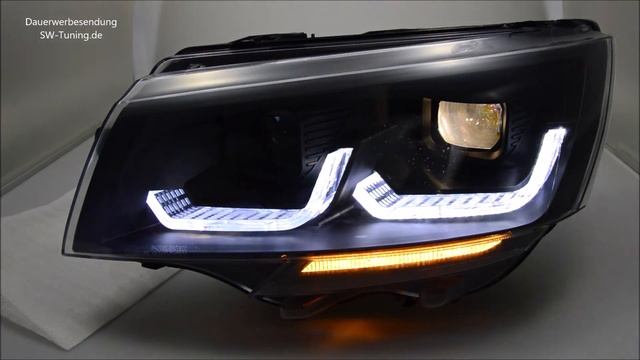 SW-DRLTube Scheinwerfer passend für VW T6.1 20-23 LED TFL Lighttube black Wischblinker SW-Tuning