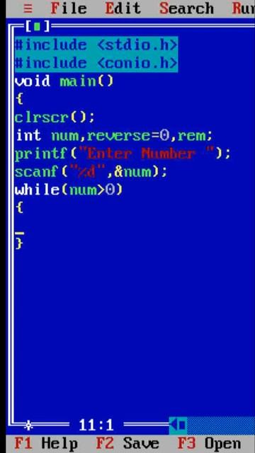 C Program to Reverse a Number - Part 7 | C Programming #shors #codeing