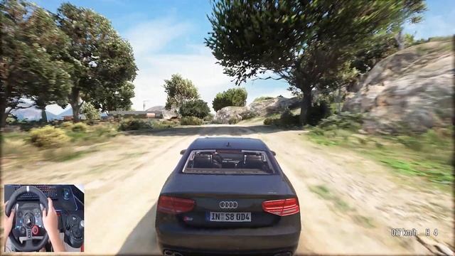 Audi S8 2013 - Realistic Driving GTA 5 - Steering Wheel + Shifter Logitech G29