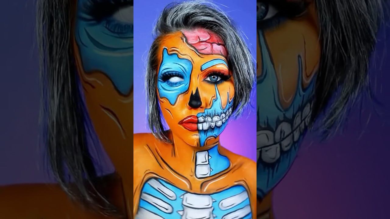 «Поп-арт зомби» от Анастасии Казмалы #makeup #аквагрим #материалы #faceart #facepaint #обучение