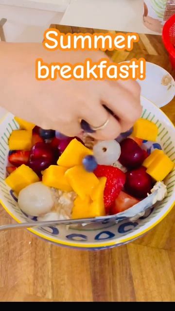 SUMMER BREAKFAST🌞#breakfast #summer #fruits #lychee #strawberry #cherries #blueberry #shorts #eats