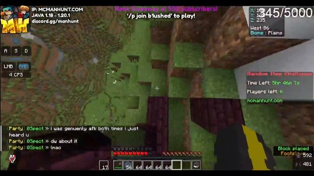 PLAYING MC MANHUNT WITH VIEWERS!!!