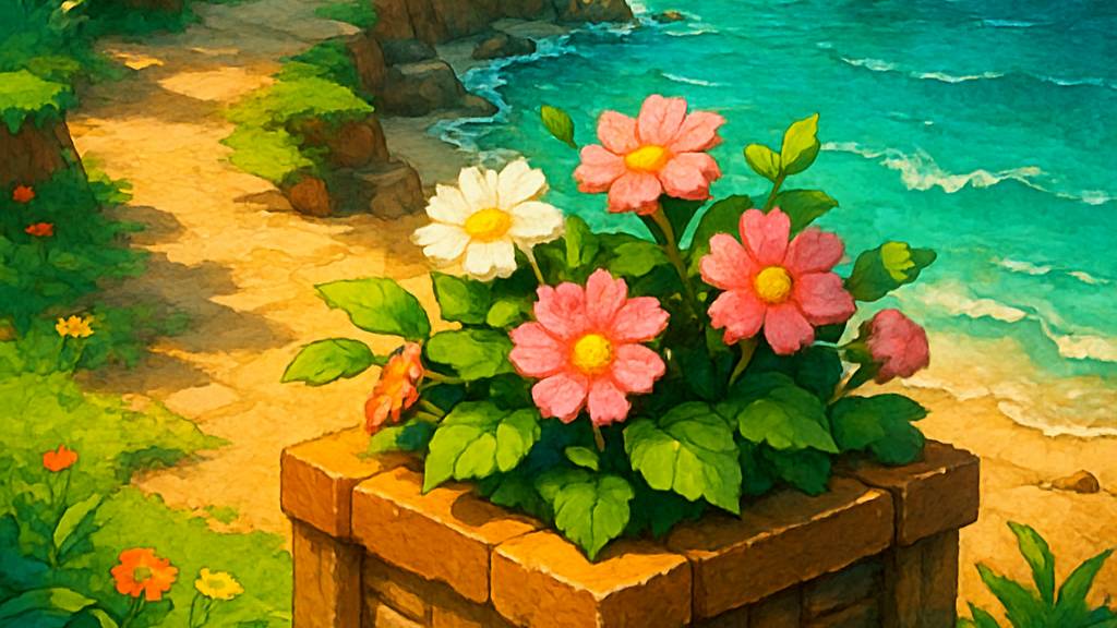 Прибрежная клумба 🌸 | Украшаем берег в Minecraft