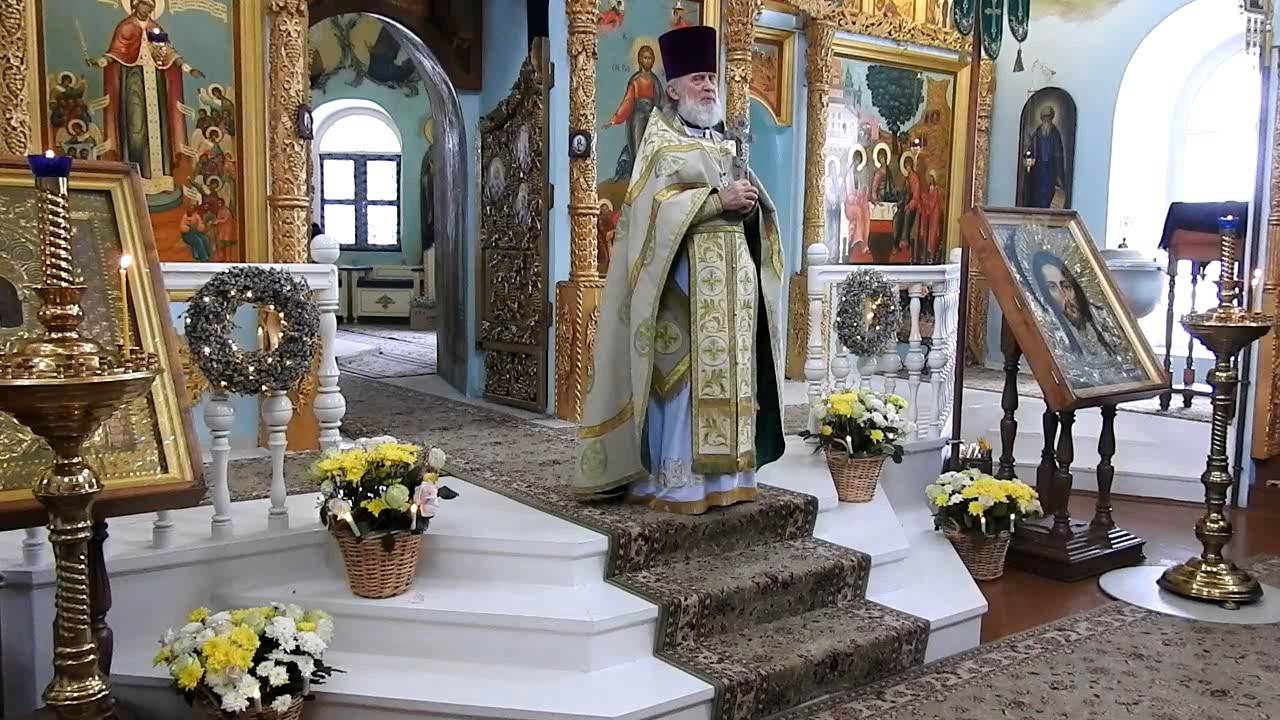 Храм в с. Кантаурово  на Вербное воскресение. молебен. проповедь отца Александра.