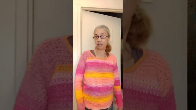 CROCHETed  an acrylic top   almost totally finished sleeves are sewn in. episode 2