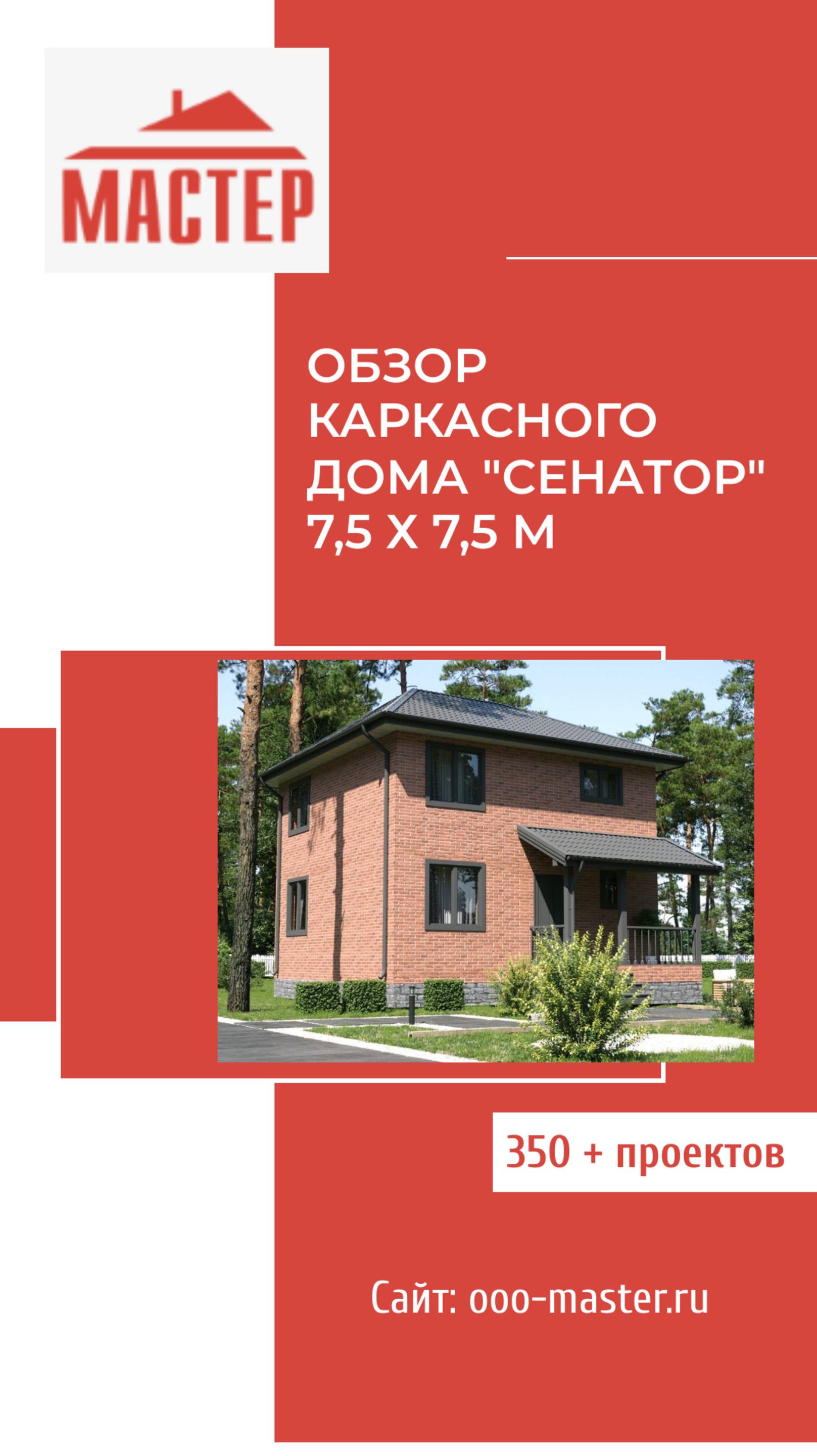 Обзор каркасного дома "Сенатор" 7,5х7,5 м