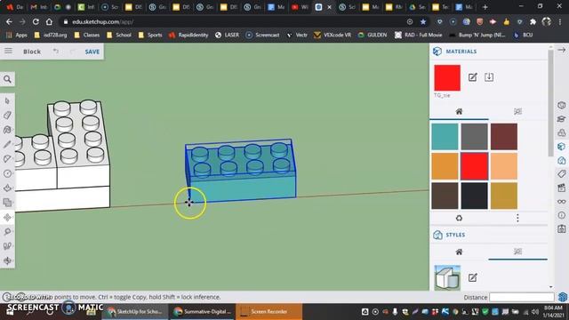 SketchUp for schools-Lego Block, Move tool, duplicate x#