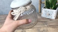 Банка с крышкой декоративная ребристая №1