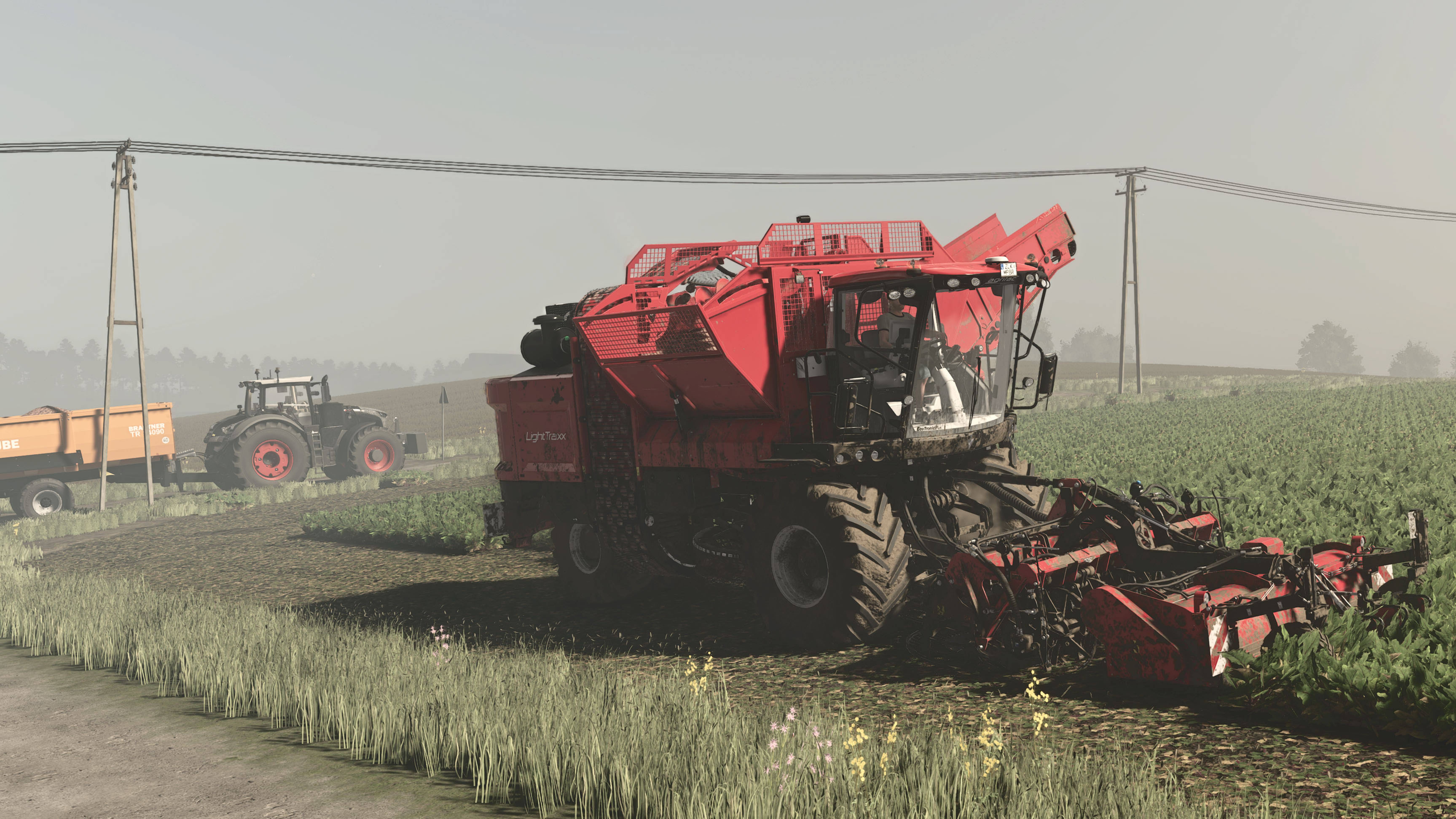 Farming Simulator 25 / Карта Zielonka / Уборка свеклы AgriFac LightTraxx, FENDT 1050 Black Beauty