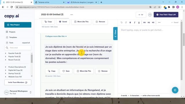 Cette IA écrit du contenu à votre place  en 10 secondes (page de vente, Facebook, Email) Copy.ai #1
