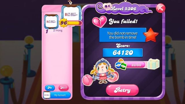 Candy Crush Game Over: Bomb Exploded (landscape)