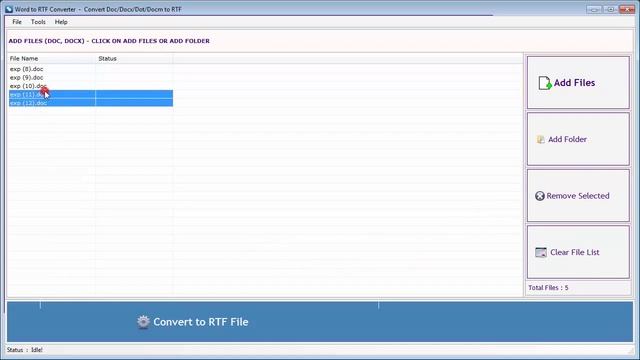 How to convert multiple word files to rtf files?