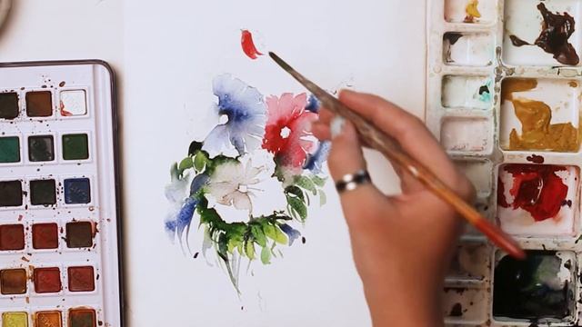 Flowers painting with Watercolor