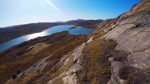 Arctic Circle Trail. Journey through arctic tundra to the glaciers. Hike in Greenland. Full HD.