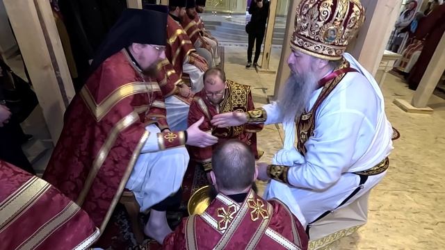 Воспоминания Тайной Вечери в Спасском кафедральном соборе в Пензе. Митрополит Серафим и клир