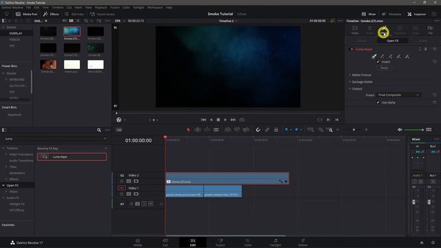 How to Create a TRANSITION using SMOKE Overlays - Davinci Resolve 17