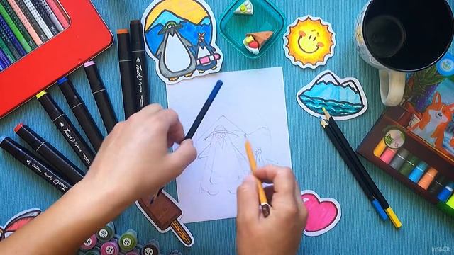 Рисуем семейство пингвинов.