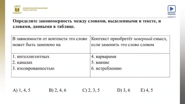Rus dili fənnindən test tapşırıqları üzrə işin səmərəli təşkili