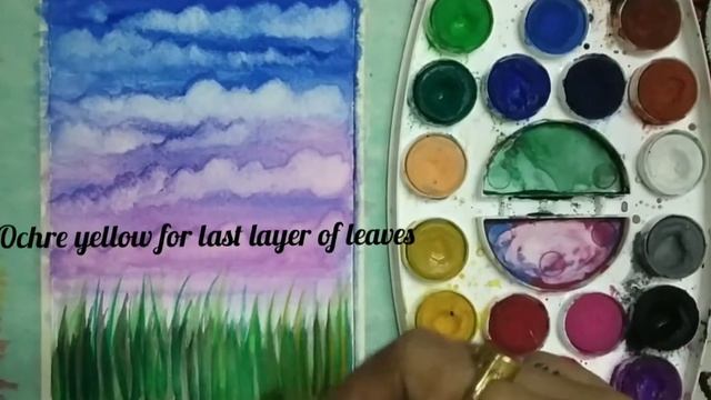 How to paint Lavender flowers /beautiful evening purple sky/how to paint clouds