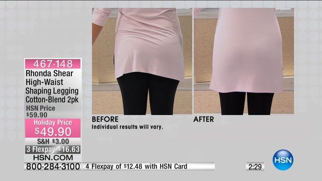 Rhonda Shear HighWaist CottonBlend Shaping Legging 2pack