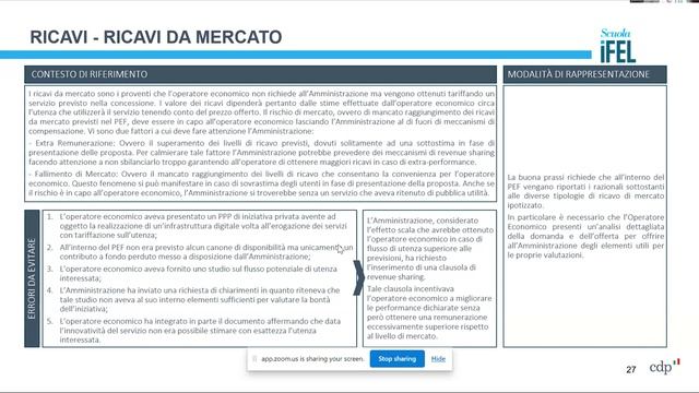 28/05/2024 - Il Piano Economico Finanziario nella valutazione di un PPP a iniziativa privata