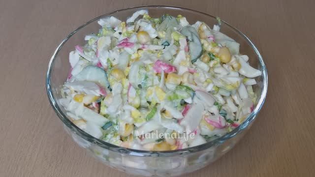 САЛАТ из ПЕКИНСКОЙ КАПУСТЫ и КРАБОВЫХ ПАЛОЧЕК