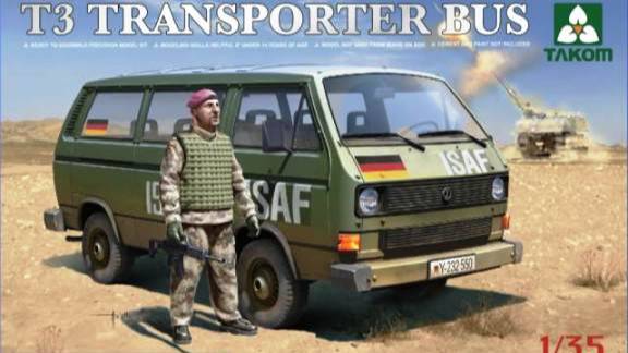 Takom 1/35 2013 Bundeswehr T3 Transporter bus w/figure распаковка