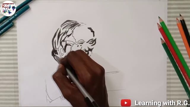 Line Drawing II Easy Drawing of a Man who gives speech. II Colour Drawing II Learning with R.G.