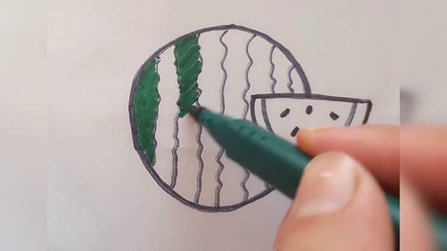 How to draw a watermelon/Қарбыздың сүретін салу/Tarvuz suratini chizish