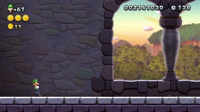 New Super Luigi U 3 Star Coin Walkthrough - Soda Jungle Castle: Iggy's Swinging-Chains Castle