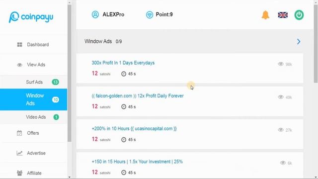 01.10.20 COINPAYU.Заработай криптовалюту на рекламном буксе .