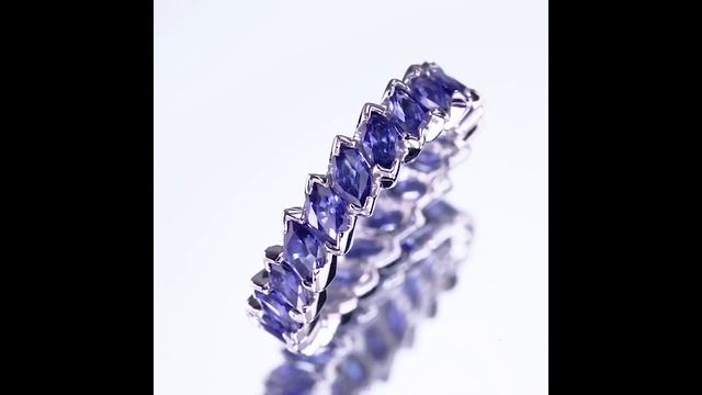 3.36 carat Blue Sapphire Marquise Cut Platinum Eternity Band Size 6